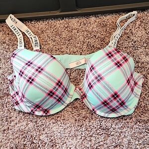 VS Tshirt Bra Pink and turquoise